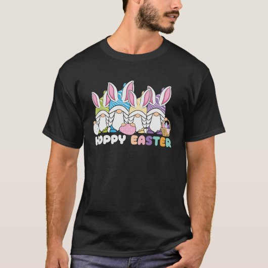 Happy Easter Bunny Rabbit Gnomes Easter Day Egg Hu Tシャツ (正面)