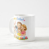 “Happy Easter Bunny Selfie Mug  コーヒーマグカップ (正面左)