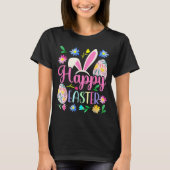 Happy easter bunny spring easter egg easter shirts tシャツ (正面)