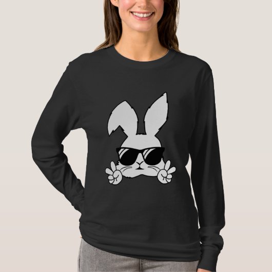 Happy Easter Bunny Sunglasses Rabbit Eggs Hunting Tシャツ (正面)