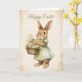 Happy Easter Card - Bunny with Yellow Flowers カード (黄色い花)