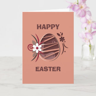 Happy Easter  Card with Colorful Eggs and Flowers カード