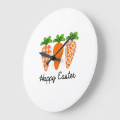 Happy Easter Carrot Cute Easter T-Shirt ラージ壁時計 (傾斜)