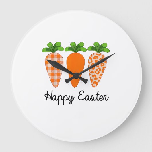 Happy Easter Carrot Cute Easter T-Shirt ラージ壁時計 (正面)