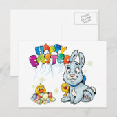 Happy Easter Cartoon シーズンポストカード (正面/裏面)