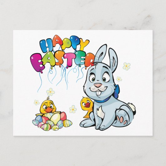 Happy Easter Cartoon シーズンポストカード (正面)