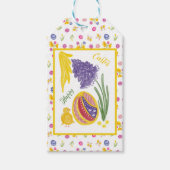 Happy Easter chick, egg, grape hyacinth pattern ギフトタグ (正面)