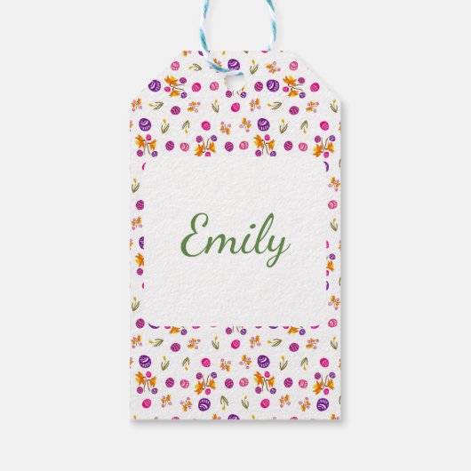 Happy Easter chick, egg, grape hyacinth pattern ギフトタグ (裏面)