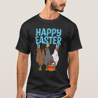 Happy Easter Chicken Bunnies Egg Animal Farmer Pou Tシャツ