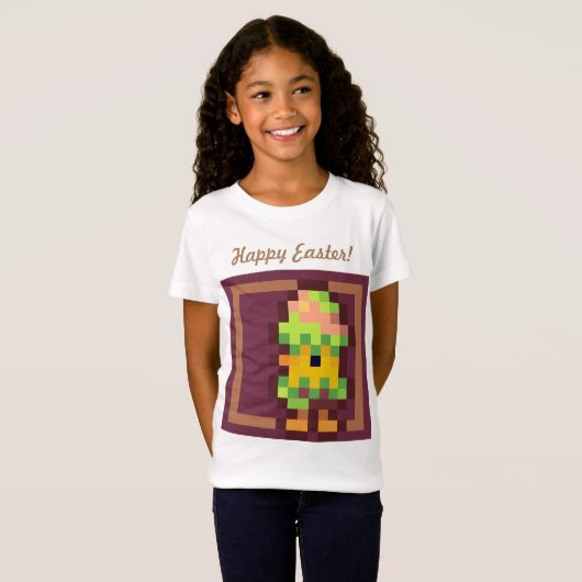 Happy Easter chicken in egg pixelart, Pixel Art  Tシャツ (正面フル)