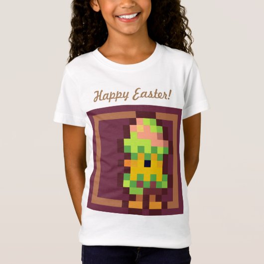 Happy Easter chicken in egg pixelart, Pixel Art  Tシャツ (正面)