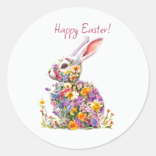 Happy Easter Classic Round Sticker ラウンドシール (正面)