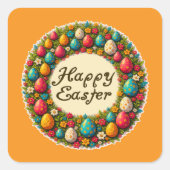 Happy Easter – Classic Wreath Design Autocolante スクエアシール (正面)