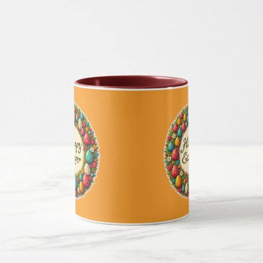 Happy Easter – Classic Wreath Design caneca マグカップ (中央)