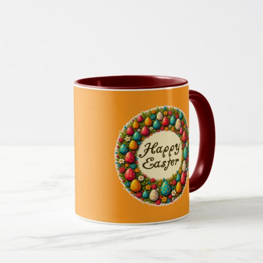 Happy Easter – Classic Wreath Design caneca マグカップ (正面右)