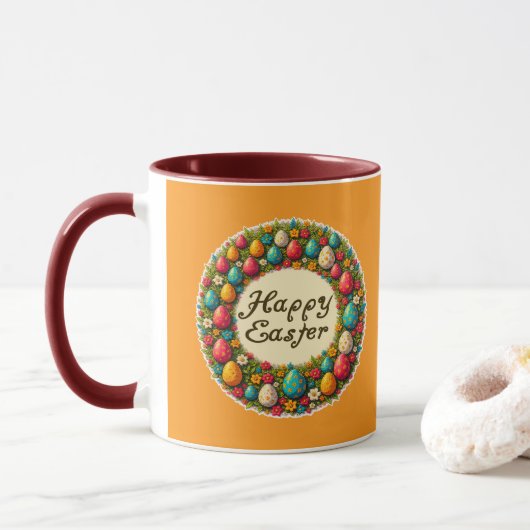 Happy Easter – Classic Wreath Design caneca マグカップ (ドーナツ)