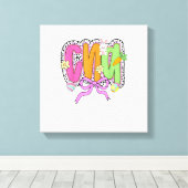 Happy Easter CNA Nurse Coquette Bow Bunny Eggs Wom キャンバスプリント (インサイチュ (ウッドフロア))