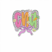 Happy Easter CNA Nurse Coquette Bow Bunny Eggs Wom シール (正面)