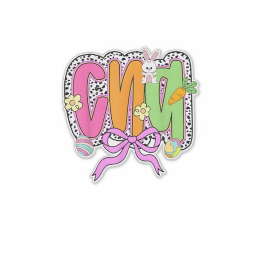 Happy Easter CNA Nurse Coquette Bow Bunny Eggs Wom シール (正面)