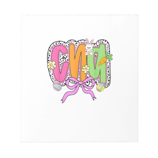 Happy Easter CNA Nurse Coquette Bow Bunny Eggs Wom ノートパッド (正面)