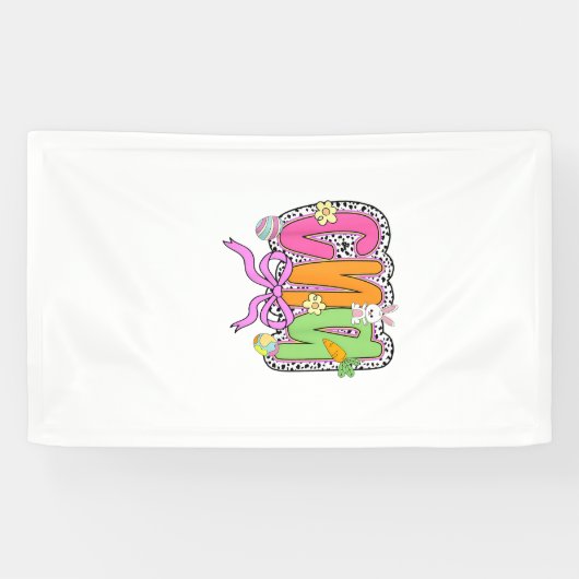 Happy Easter CNA Nurse Coquette Bow Bunny Eggs Wom 横断幕 (横)