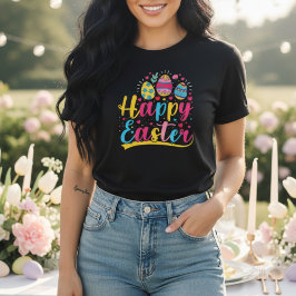 Happy Easter Colorful Bunny  Floral Egg Tシャツ