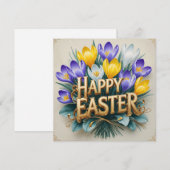 Happy Easter Colorful Crocus Flowers シーズンカード (正面/裏面)