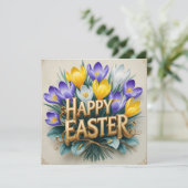 Happy Easter Colorful Crocus Flowers シーズンカード (スタンド正面)