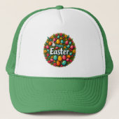 Happy Easter – Colorful Egg Wreath boné キャップ (正面)