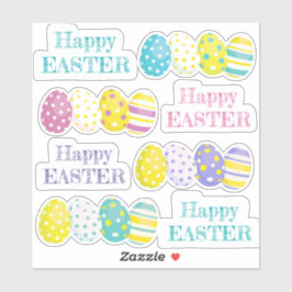 Happy Easter Colorful Eggs Custom-Cut Vinyl  シール