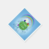 Happy Easter Colorful Planet & Rainbow Cute Bunny スタンダードカクテルナプキン (角)