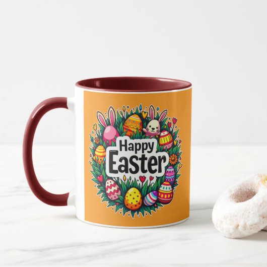 Happy Easter – Colorful Spring Design - caneca マグカップ (ドーナツ)