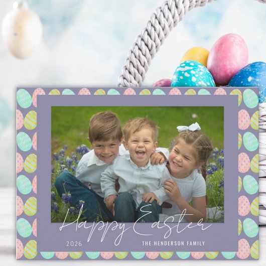 Happy Easter colorful Watercolor Eggs Photo シーズンカード