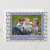 Happy Easter colorful Watercolor Eggs Photo シーズンカード (正面)