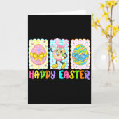 Happy Easter Coquette Bow Funny Easter Eggs Kids B カード (黄色い花)