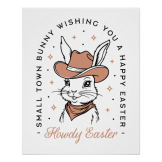 Happy Easter cowboy bunny western country wishes ポスター