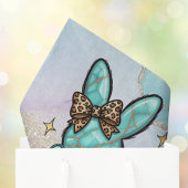 Happy Easter Cowgirl Leopard Print Teal Bunnies   薄葉紙