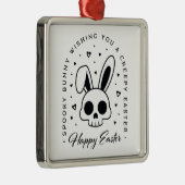 Happy Easter creepy bunny spooky theme party メタルオーナメント (右)