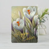 Happy Easter Crocus Floral Gold Foil Card 箔シーズンカード (立ち正面)
