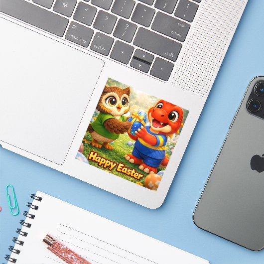 Happy Easter custom vinyl sticker シール (ノートパソコンとiPhone)