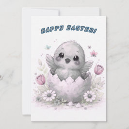 Happy Easter Cute Baby Chick Hatching Egg Spring シーズンカード