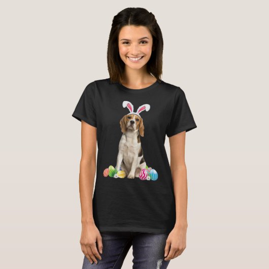 Happy Easter Cute Beagle Bunny Dog  Easter Tシャツ (正面フル)