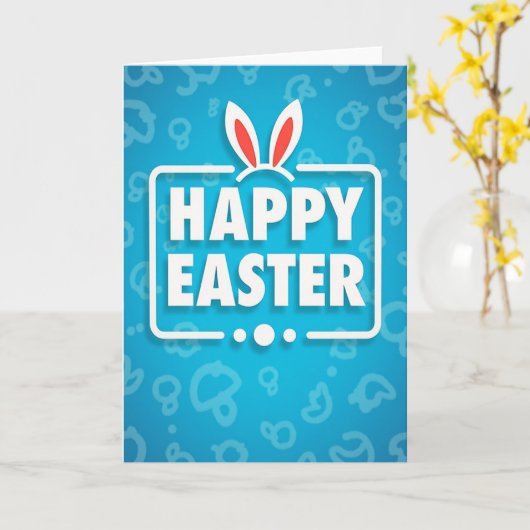 Happy Easter Cute Bunny Card カード (黄色い花)