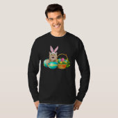 Happy Easter Cute Bunny Cat Eggs Basket Men Women Tシャツ (正面フル)