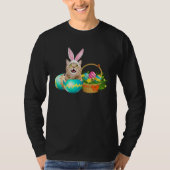 Happy Easter Cute Bunny Cat Eggs Basket Men Women Tシャツ (正面)