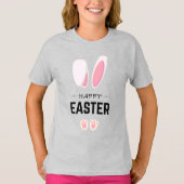 Happy Easter Cute Bunny Ears Girls T-Shirt Tシャツ (正面)