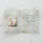 Happy Easter Cute Bunny & Egg Pastel Floral シーズンカード (内部)