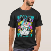 Happy Easter Cute Bunny Face Tie Dye Glasses Easte Tシャツ (正面)