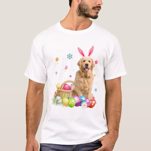 Happy Easter Cute Bunny Golden Tシャツ (正面)