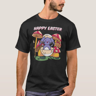 Happy Easter Cute Bunny in Egg Kawaii Mushroom S Tシャツ